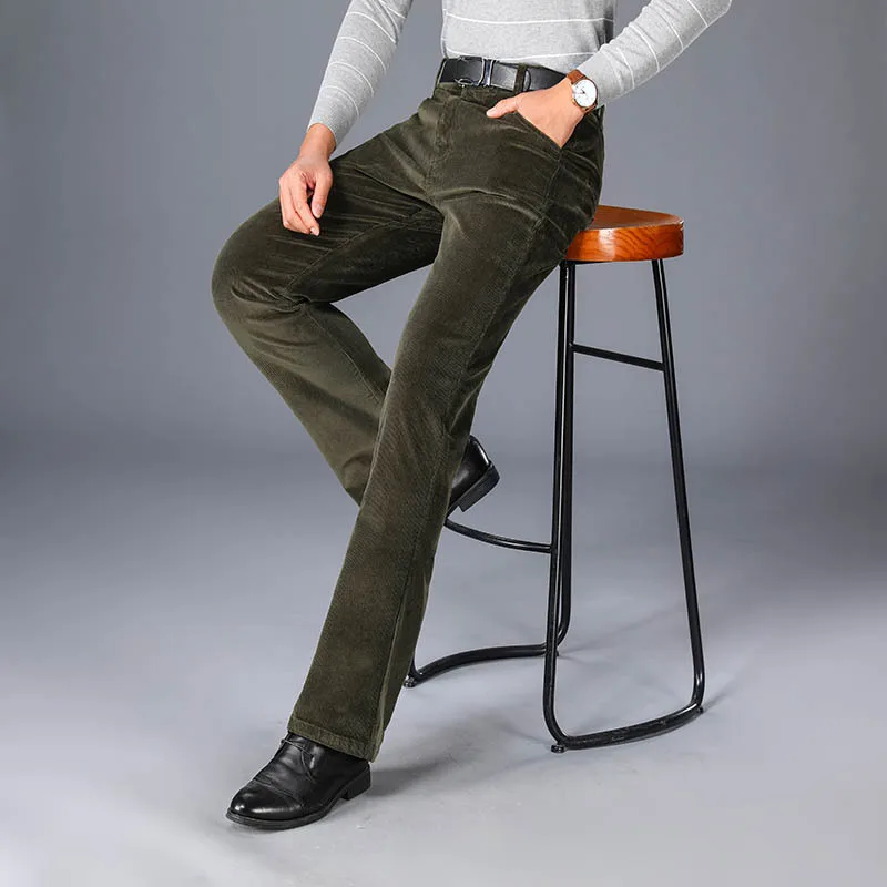 Men's Autumn And Winter New Micro Horn Lamp Core Flannelette Trousers High Waist Velvet Casual Pants