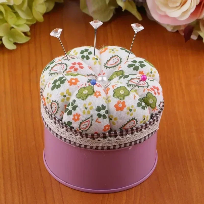 Pumpkin Needle Pin Cushion Sewing Access Round Needle Pin Pillow Storage Box Case DIY Craft Needlework Stitching Embroidery