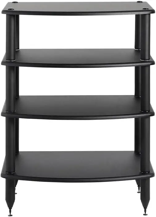 Four Shelf Audio Rack, Media Stand, and Components Cabinet 4 Shelf Black 2