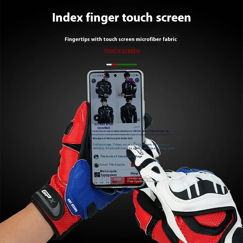 Leather Anti Fall Motorcycle Off-road Racing Riding Outdoor Windproof Breathable Protective Touch Screen Gloves Full Finger motorcycle gloves sports gloves leather motorcycle gloves