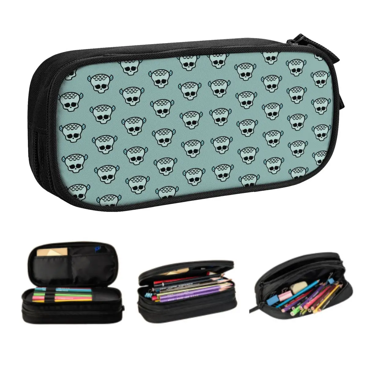 Kawaii Monster High Lagoona Astucci Con Logo Blu Per Ragazzo Ragazza Grande Capacità Anime Pencil Box Materiale Scolastico