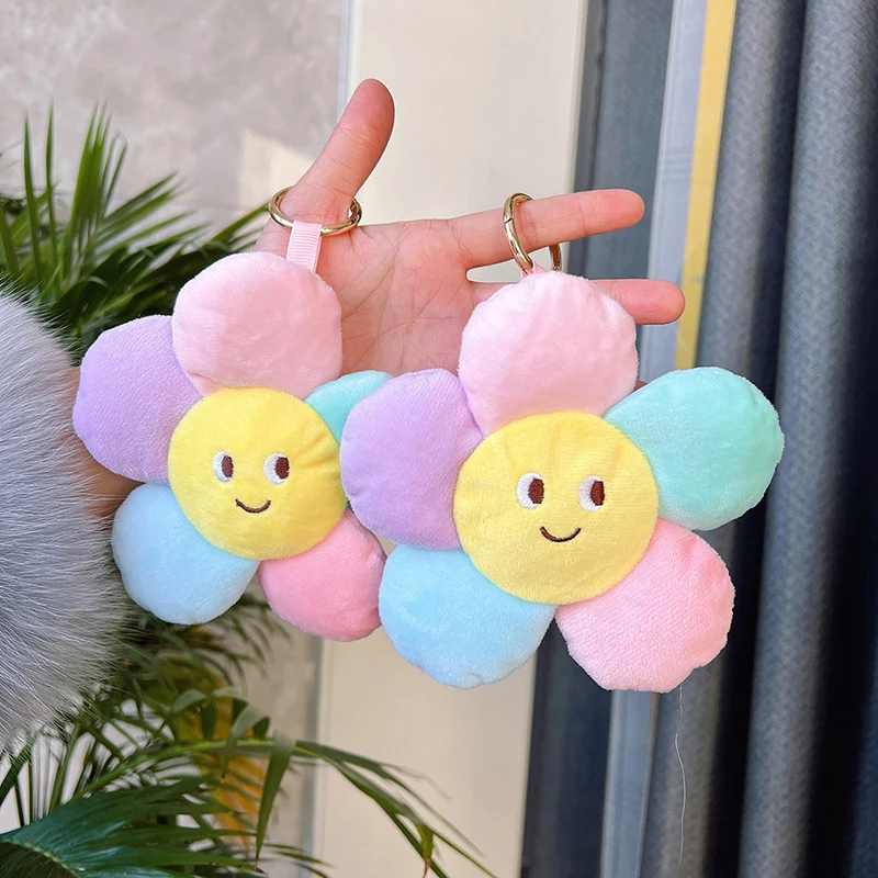 Plush Keychains Cute Sun Flower Car Key Chain New Sunflower Plush Keychain Women Ladies Bag Pendant Accessories Keyring Gift