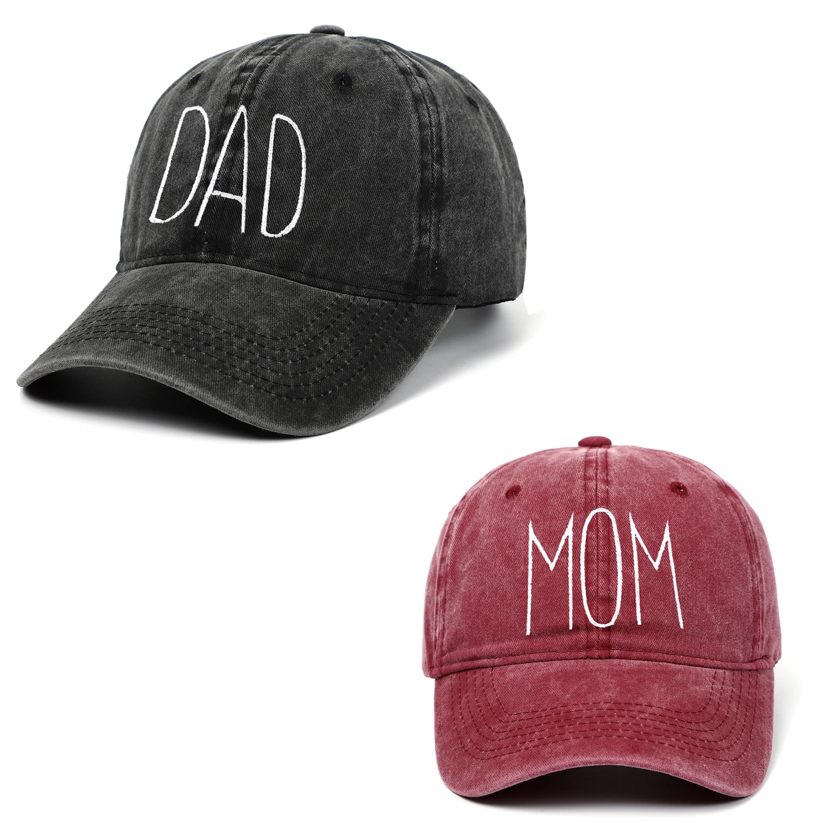 DAD MOM Letters Embroidery Baseball Cap 100% Cotton Washed Fisherman's Hat Fashion Couple Snapback Men Trucker Hats Hip-hop Caps