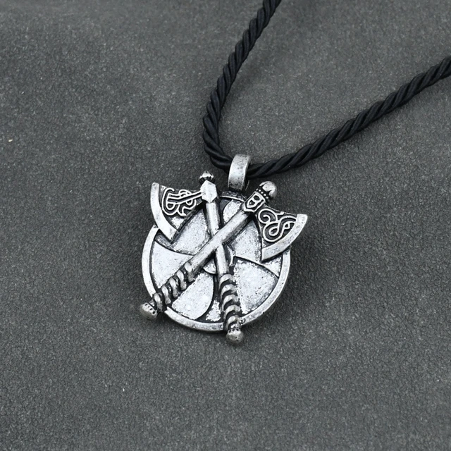 Escudo de runas vikingas, doble hacha, Valknut Talisman, colgante, collar,  joyería para hombres con bolsa de regalo _ - AliExpress Mobile
