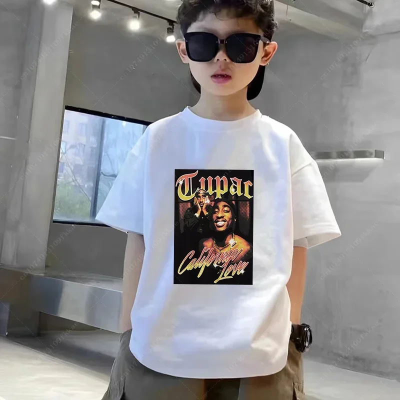 Teenager 3-14year Children Tupac 2pac Hip Hop Swag Printed T-shirt Kids Baby Casual T Shirt Girls Boys Short Sleeve Summer Tops 3