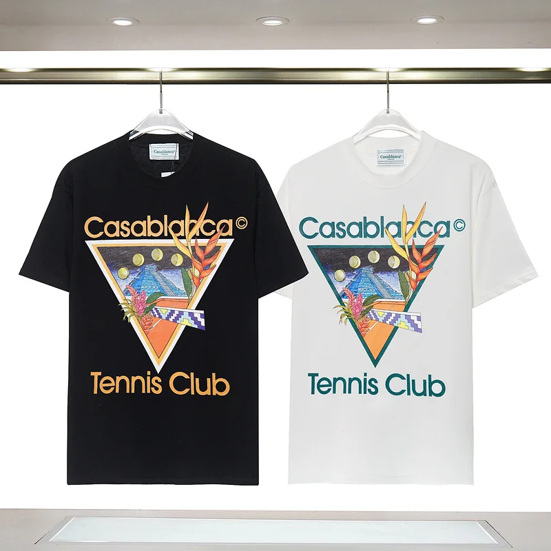 

Inverted triangle Foaming Printing Tennis Club Casablanca T Shirt Men Women High Quality Short Sleeve T-Shirts