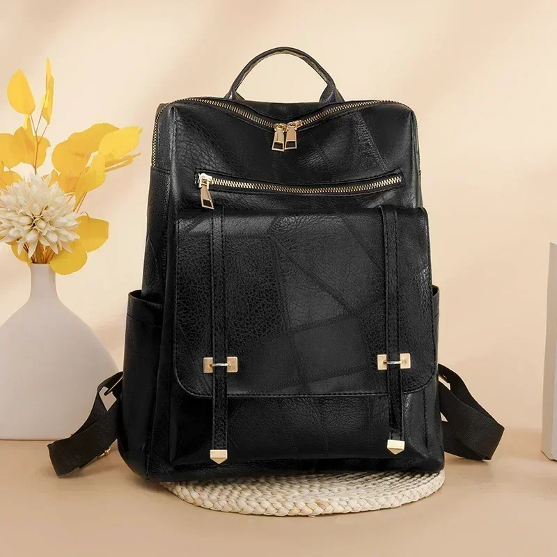 thumbnail image 1 of Bolsos de estilo sencillo para mujer, bolsos de moda para mujer, de cuero de color sólido, de gran capacidad, con doble cremallera, diseño ligero y lujoso, nuevos bolsos, 1 of 5
