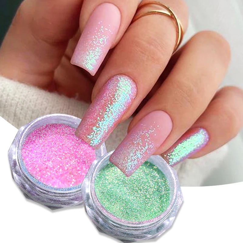 Aurora Nail Glitter Powder Shinning Pigment Purple Blue Pearl Nail Dust DIY Accessories Manicure Sugar Effect Decorations