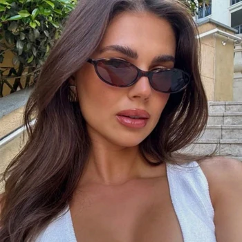 Retro Oval Frame Sunglasses Fashion Personalized Trendy Small Frame Sunglasses Punk Cat Eyes Sunshade Sun Protection Glasses 1