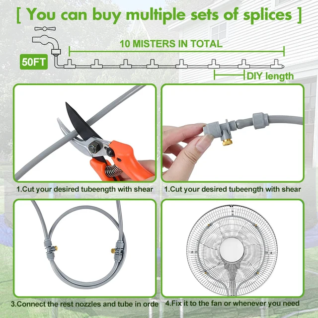 15 Méteres Kültéri Hűtővíz Ködpermetező Rendszer Kerti Porlasztó Utáni Diy Köd Otthoni Üvegház Öntözés - Image 2