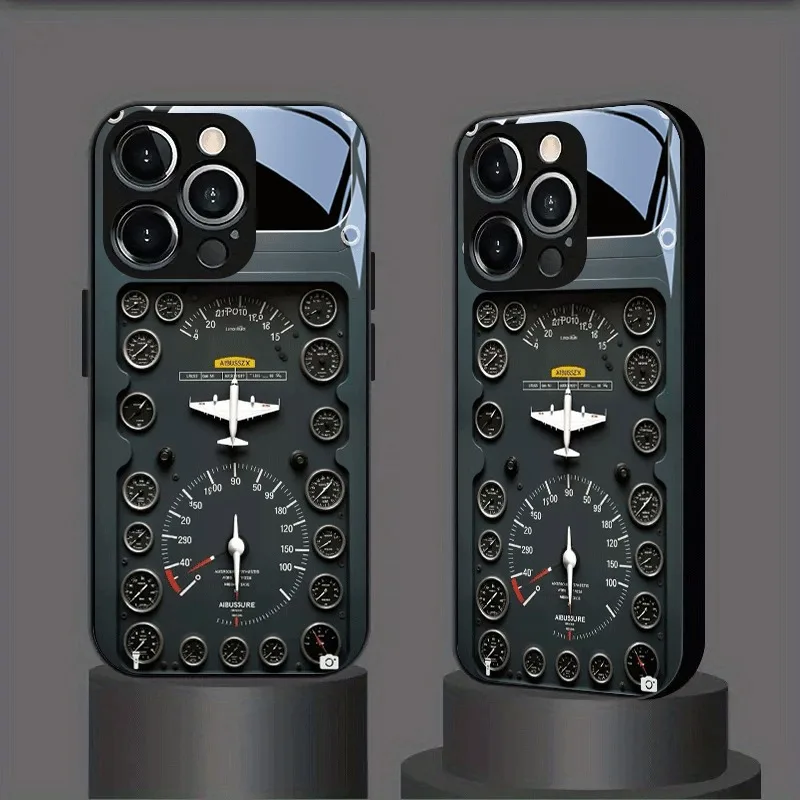 Vintage Aviation Element Glass Phone Case - Durable Silicone Design