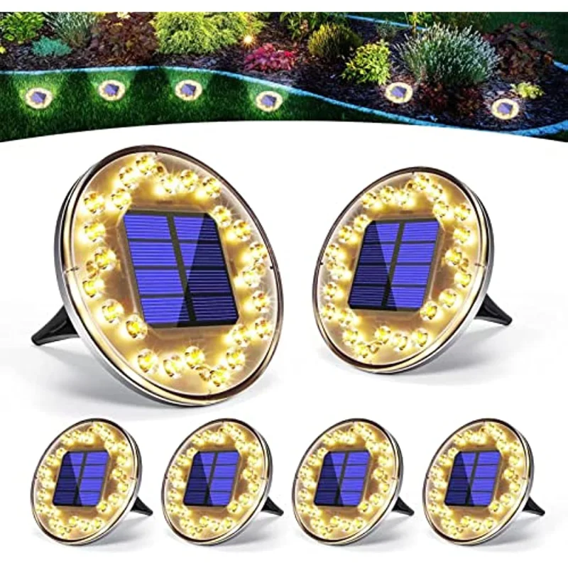 

24LED Solar Ground Lights Outdoor Garden Lamps Waterproof Solar Powered Disk Lighting for Pathway Yard Lawn Deck Patio Walkway