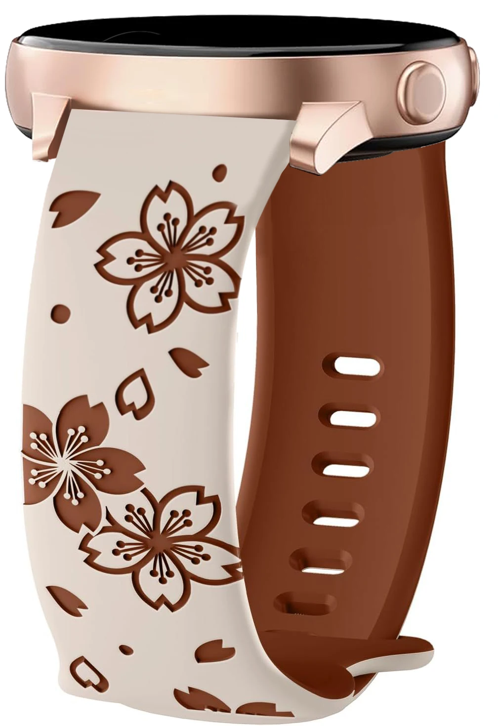 Two-Tone Engraved Silicone Watch Band Strap