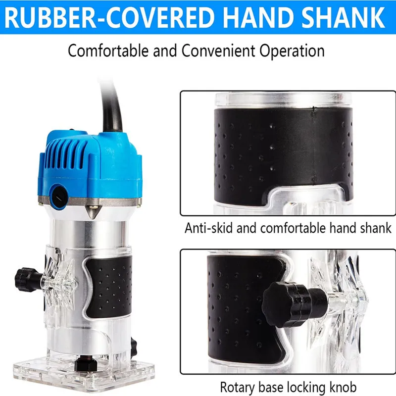 800W Electric Wood Router Woodworking Electric Trimmer Wood Milling Machine Power Carpentry Tools With 6.35mm Milling Cutter woodworking tools wood router