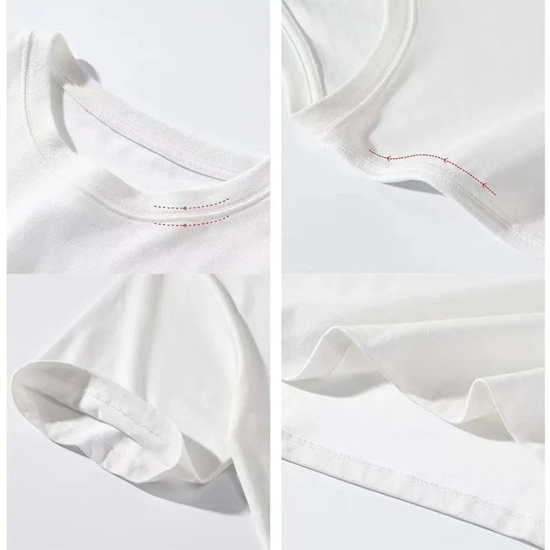 2025 Exported To Japan Orders Classic Embroidery Fashion Solid Simple Loose Short Sleeve Cotton Couple T-shirt Men/Women Top