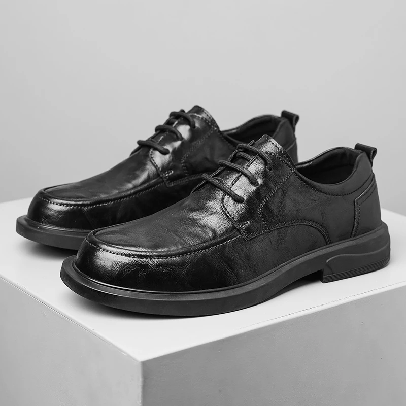 2023 Fashion New Men's Business Dress Shoes Lace Up Work Shoes Men's Genuine Leather Shoes Park Walking Shoes Free Delivery