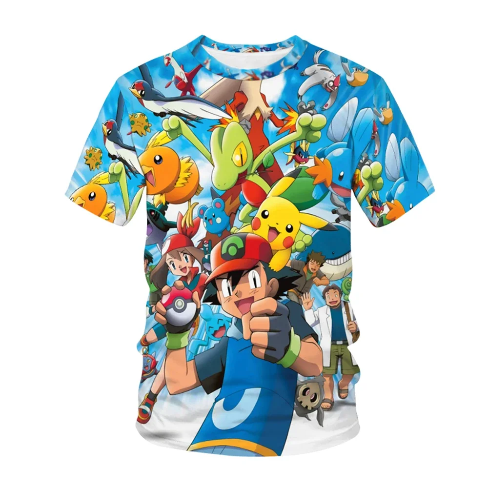 New Pokemon T-shirts Summer Cartoons Pikachu Tee Clothes 3D Printed Girl Boy Unisex T-Shirts Casual Fashion Children's Clothing