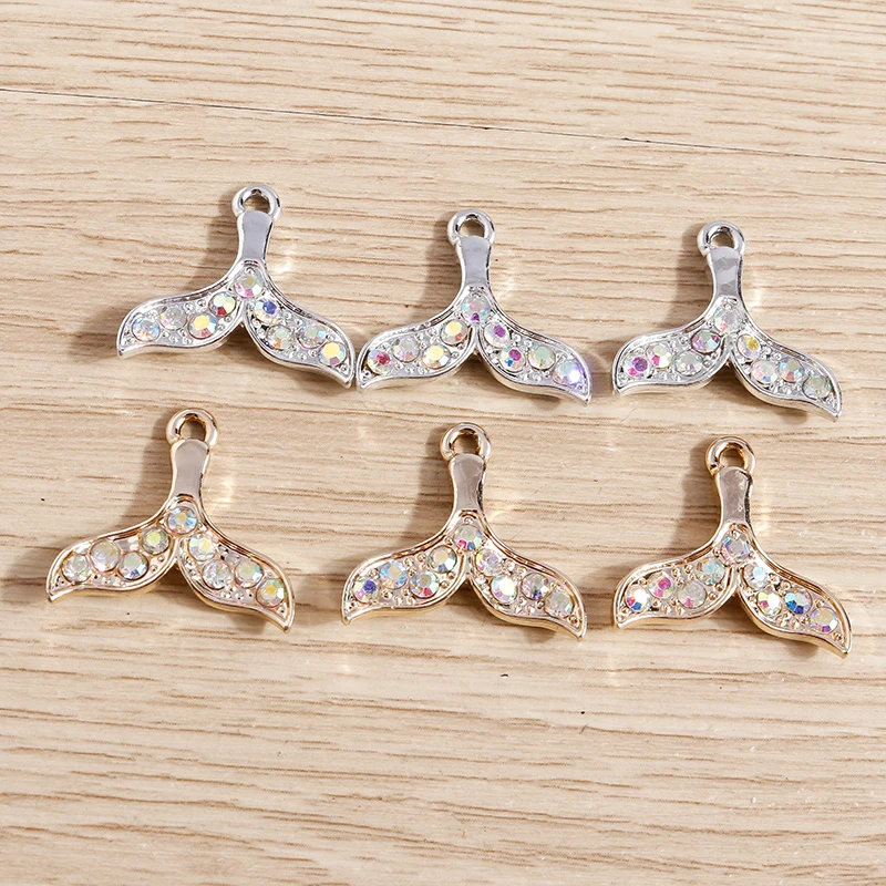 

10pcs 20x19mm Cute Crystal Fish Tail Charms Pendants for Making Drop Earrings Necklace Bracelets DIY Crafts Jewelry Findings