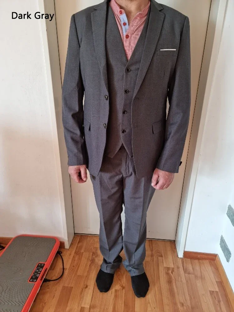 High-end Brand Solid Color Formal Office Business Suit Three-pcs Set 18 Color ( Jacket + Vest + Pants ) Groom Wedding Dress
