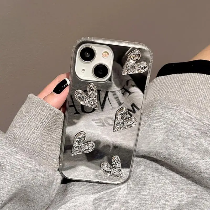 Custodia per telefono con specchio a forma di cuore d'amore con glter sfumati di lusso per iPhone 15 14 13 12 11 Pro Max Mini XR X XS Max 7 8 Plus Cover in silicone  202192403