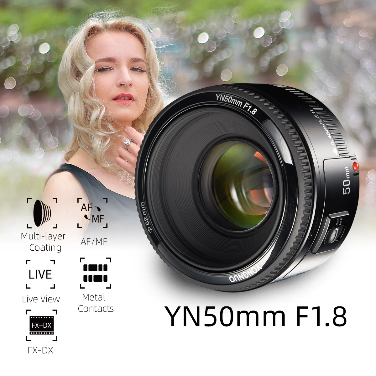 캐논 EOS 60D 70D 5D2 5D3 600D DSLR 카메라용 조리개 AF 카메라, YN50mm F1.8 F1.8II EF 50mm f/1.8 자동 초점, 신제품 렌즈