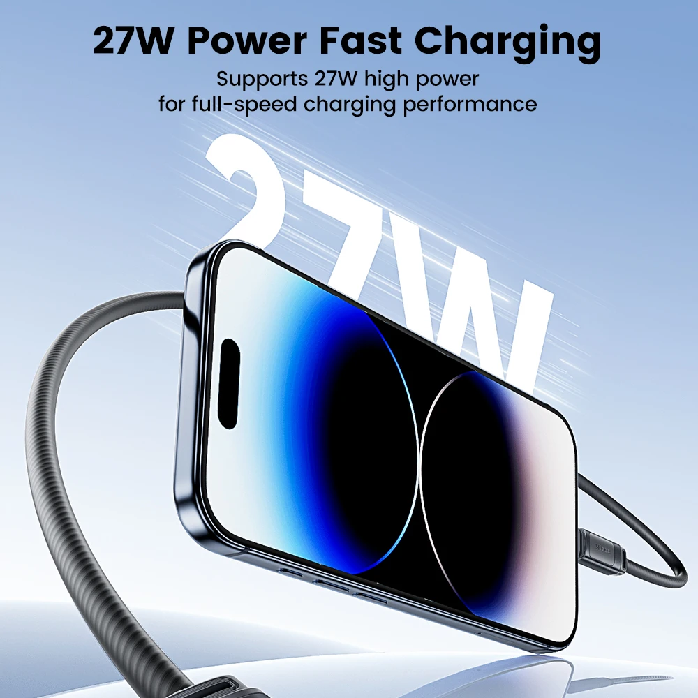 투키 27W USB C 케이블 아이폰 14 13 12 프로 맥스 X 8 플러스 LED 디지털 디스플레이 고속 충전기 타입 C - 라이트닝 데이터 케이블