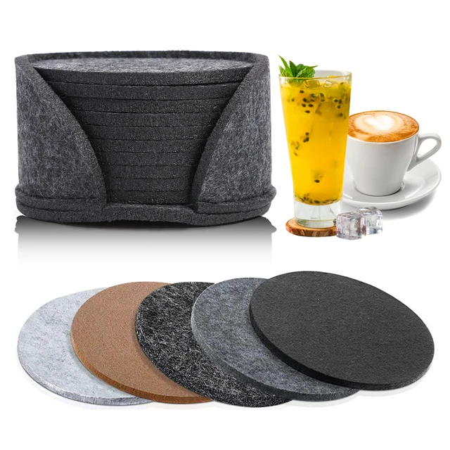 10pcs Round Felt Coaster Dining Table Protector Pad Heat Resistant Cup Mat  Coffee Tea Hot Drink Mug Placemat Kitchen Accessories - Water Bottle & Cup  Accessories - AliExpress