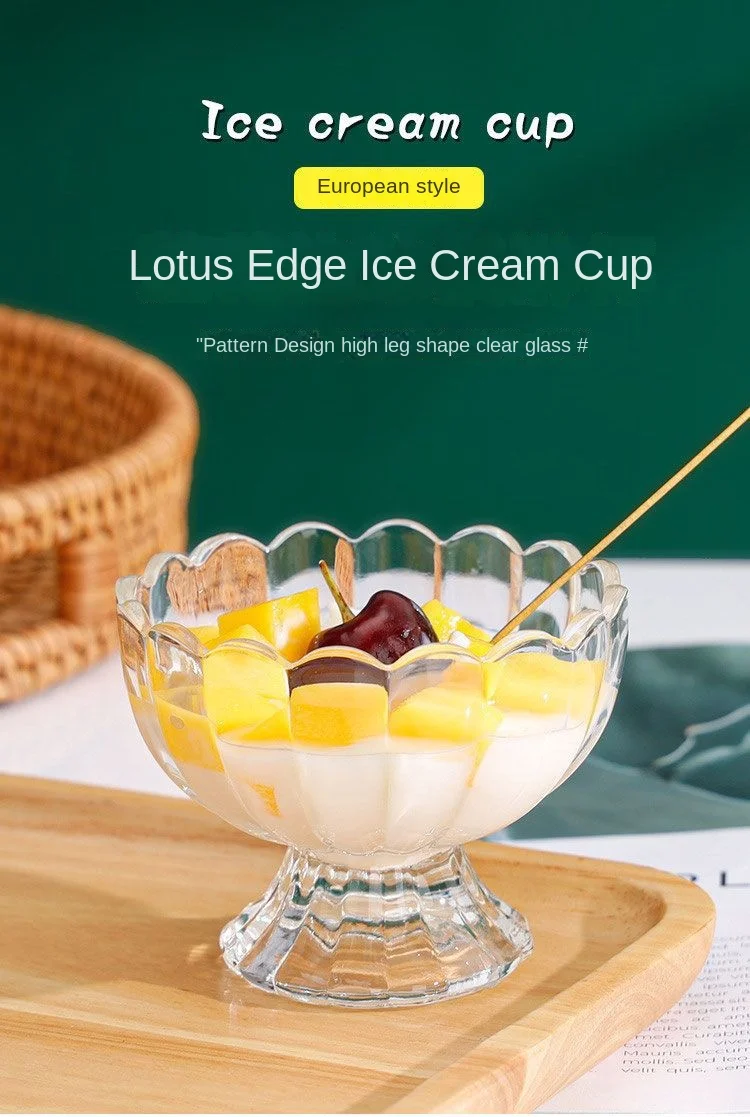 Description Picture 2 of itemGlass Ice Cream Cup Bowl Multi-Use for Smoothies Dessert Juice Parfait Cold Drink Stylish Kitchenware