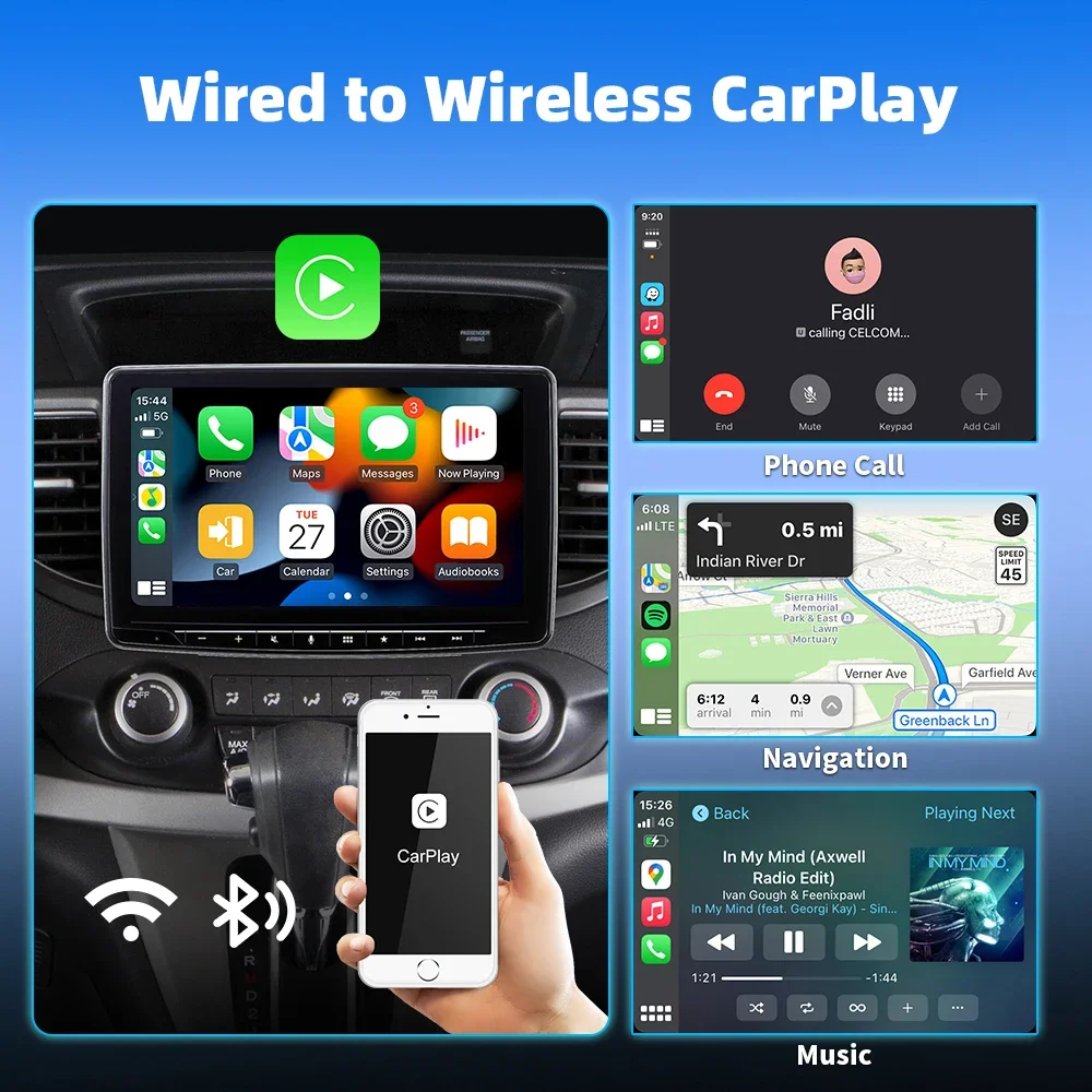 Dongle CarPlay wireless e adattatore wireless Android Auto Smart Box AI 2 in 1 per auto con CarPlay cablato in fabbrica - Image 4