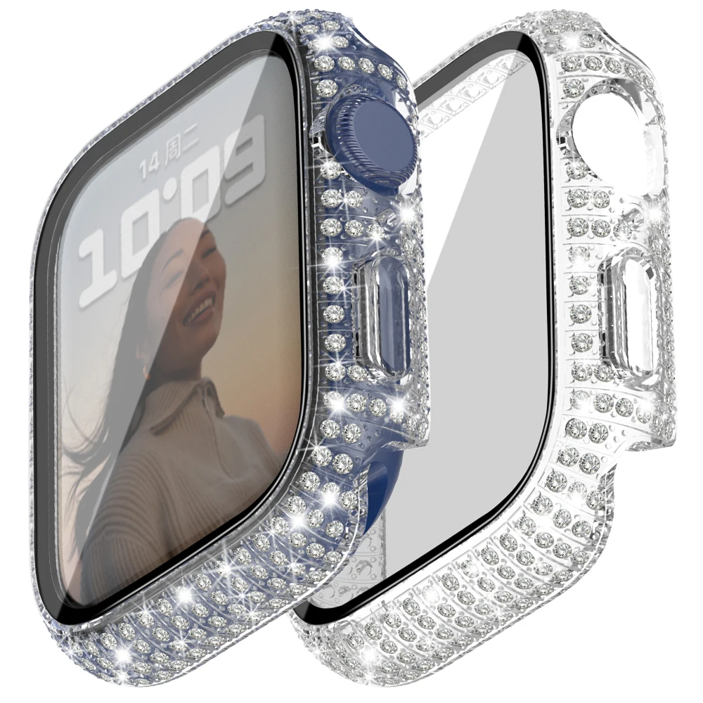 Diamond Full Protection Hard PC Cover Bumper with Tempered Glass Screen Protector