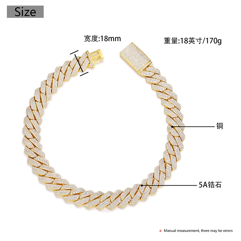 ヒップホップスタイルのラインストーンネックレス,男性用,幅10