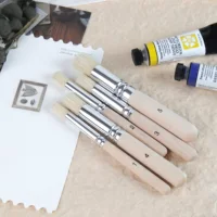 SeamiArt 5Pcs Bristle Paint Brushes Round Head Gouache Watercolor Oil Acrylic Painting Tools Brush Tip Pen for Art Supplies 1