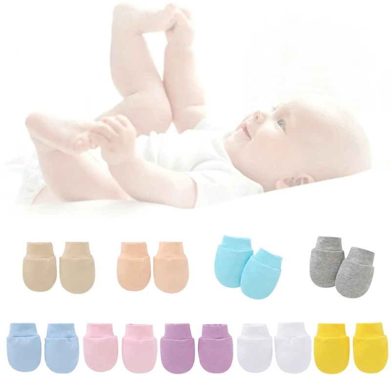 2PCS Baby Anti Scratching Soft Cotton Gloves Newborn Protection Face Scratch Anti-Grab Mittens Kids Infant Handguard Supplies 2