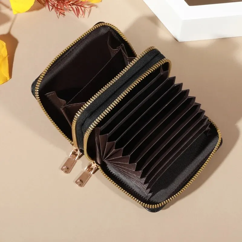 Elegante Damen-Geldbörse mit mehreren Karten – sichere Clutch mit doppeltem Reißverschluss | Lässige Geldbörse aus PU-Leder mit Aufbewahrungstasche aus Krokodilkarton – Detail 6