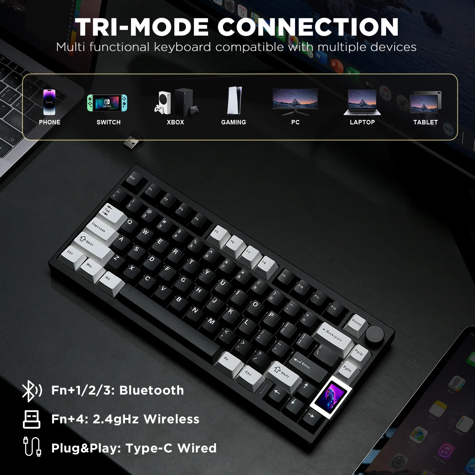 アルミニウム製ゲーミングキーボード,ワイヤレス,qmk,YUNZII