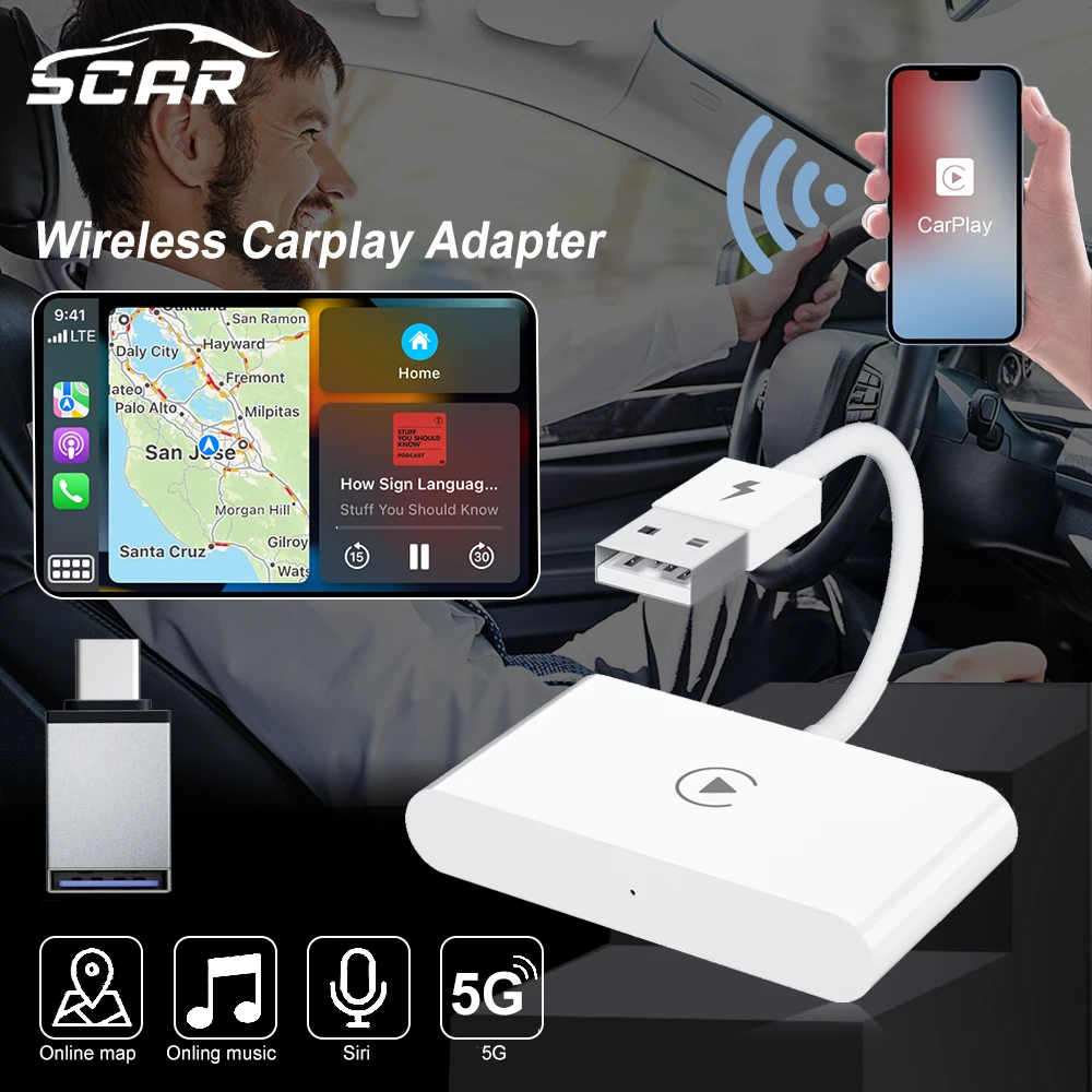 NewWirelessCarPlayAdapterForIPhoneWirelessAutoCarAdapter