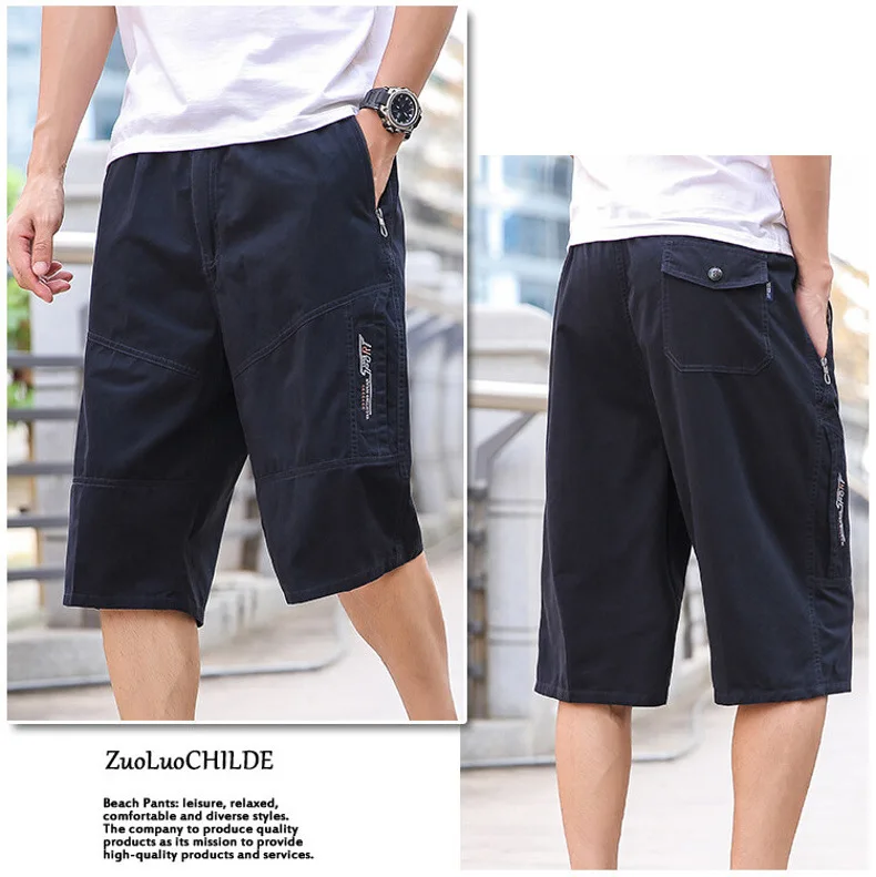 Mens Summer 100% Cotton Cargo Shorts Mens Casual Loose Multi pocket Plus Size Short Pants Outdoor Sport Hiking Jogger Shorts 6XL 6
