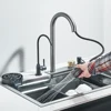 Waterfall Kitchen Sink 201 Stainless Steel Sink Large Single basin With Large Single Slot Sink Above Counter With Cup Disher 3
