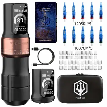 Kit tatuaggio POSEIDON 2 Kit penna tatuaggio batteria per trucco permanente Kit macchina tatuaggio Kit pistola tatuaggio wireless di alta qualità