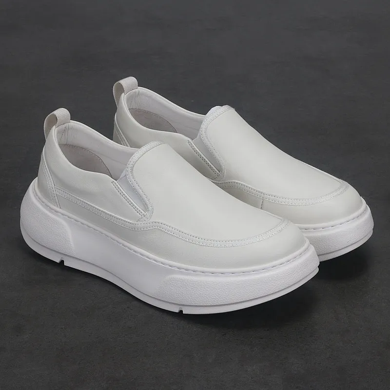 

Leather Men's Shoes Summer New Breathable Casual Board Shoes Fashion Low Top Small White Shoes Tide Sports Men's Tide Shoes