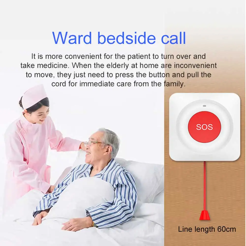 Medical Alert Button Emergency Alarm Button TUYA WiFi/Zigbee SOS Emergency Call Button Wireless Home Alarm Smart Home One-key Alarm for Elderly Patient Emergenc