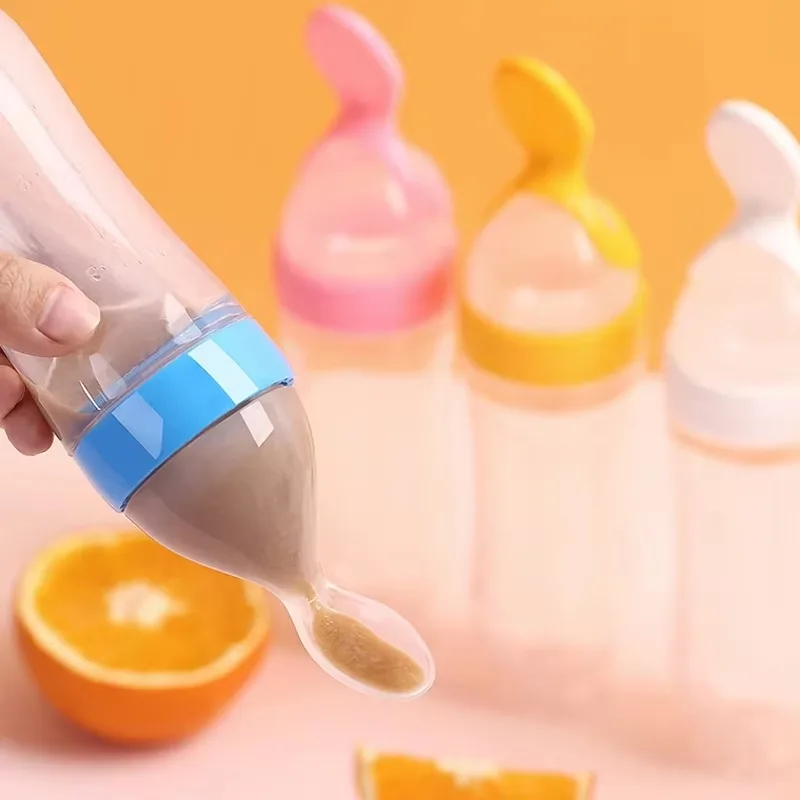 Baby Feeding Utensils 3 Styles Baby Feeding Bottle Spoon Milk Bottle Training Feeder Food Supplement BPA Free