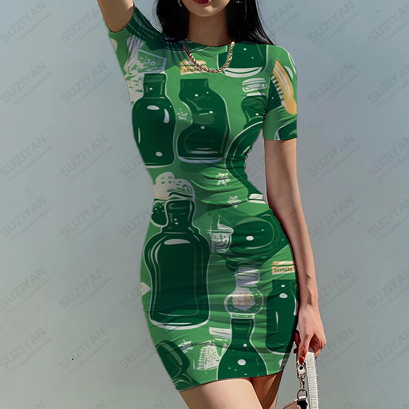 

Fashionable 3d Printing Dress Casual Temperament Lady Tight Skirt Summer New High Quality Dress Street Comfortable Dress