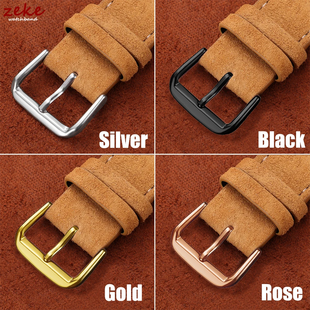 Premium Suede Leather Watch Strap - Vintage Brown, Beige, Black