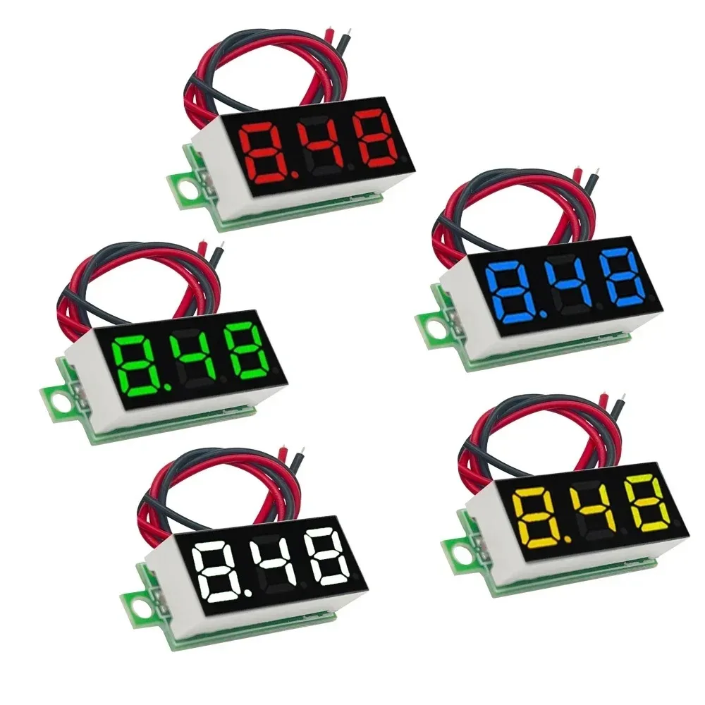 28인치 DC LED 디지털 전압계 0100V 전압 측정기 자동차 모바일 전원 전압 테스터 감지기 12V 빨강 초록 파랑 노랑