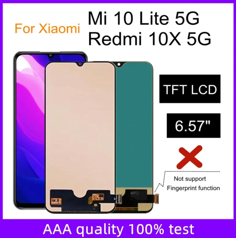 

6.57" TFT Screen For Xiaomi Redmi 10X Pro 5G M2004J7BC LCD isplayTouch Screen Digitizer For Mi 10 Lite 5G M2002J9G Display