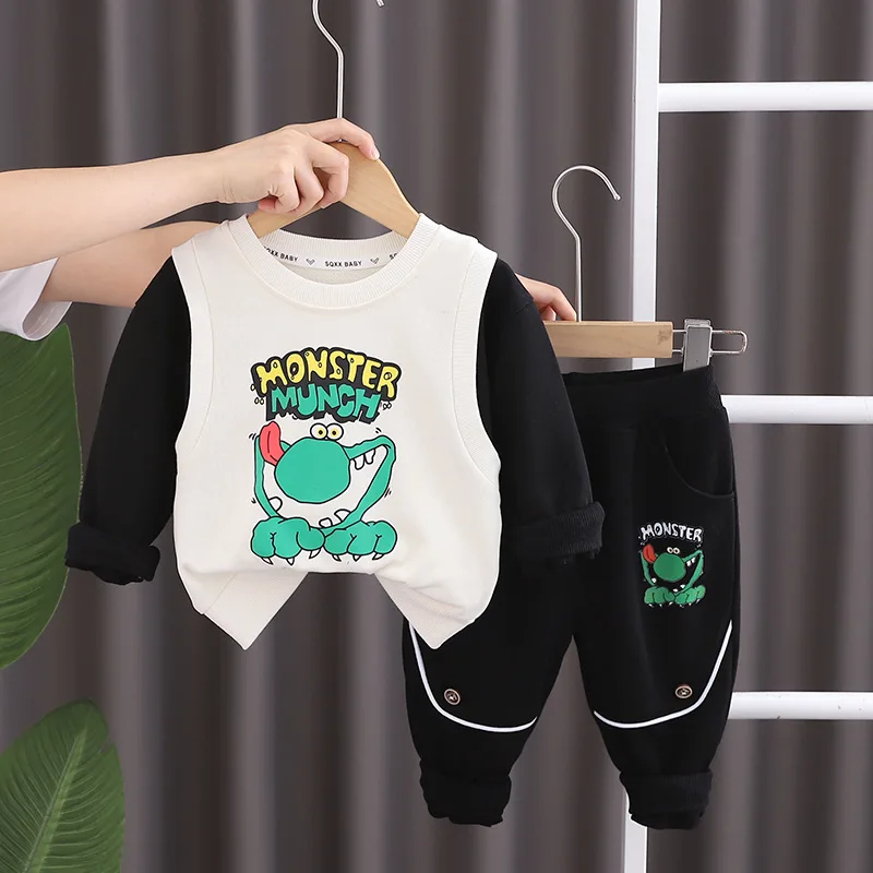 

Toddler Boys Outfits Baby Boy Clothes 9 to 12 Months Cartoon O-neck Pullover Long Sleeve T-shirts and Pants Childrens Clothing