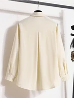 2026 Women's Plus Size Blouse Korean Style Spring Autumn Loose Elegant Casual Mid-length Tops Long Sleeved Waist Cinching Shirts - Image 3