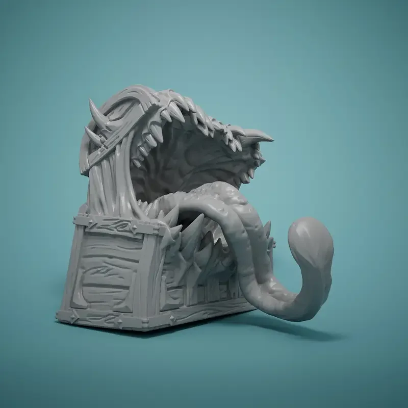 Durable ABS Resin 3D Printed Chest Mimic Miniature - Easy Paint, Perfect for D&D & Pathfinder Tabletop RPGs, Ideal Room Decor 3