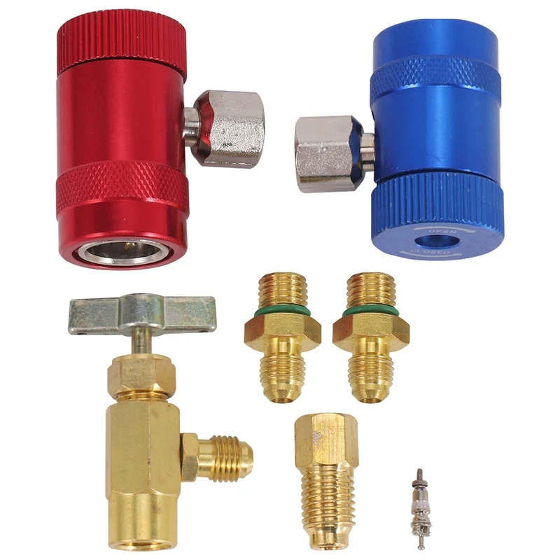 

R1234YF Self-Sealing Can Tap With R134A Tank Adapter And R1234 Quick Couplers, For A/C Refrigerants Mainfold Gauge Set